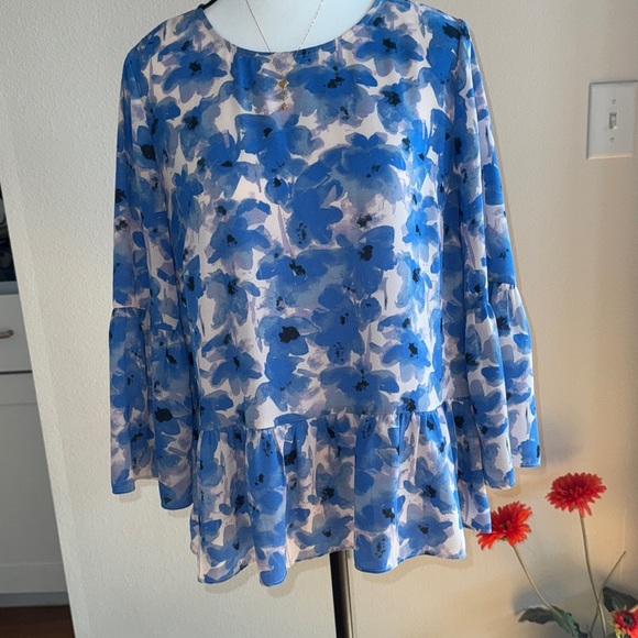 Blouse J.Crew Floral Blue Women's Top - Picture 2 of 8